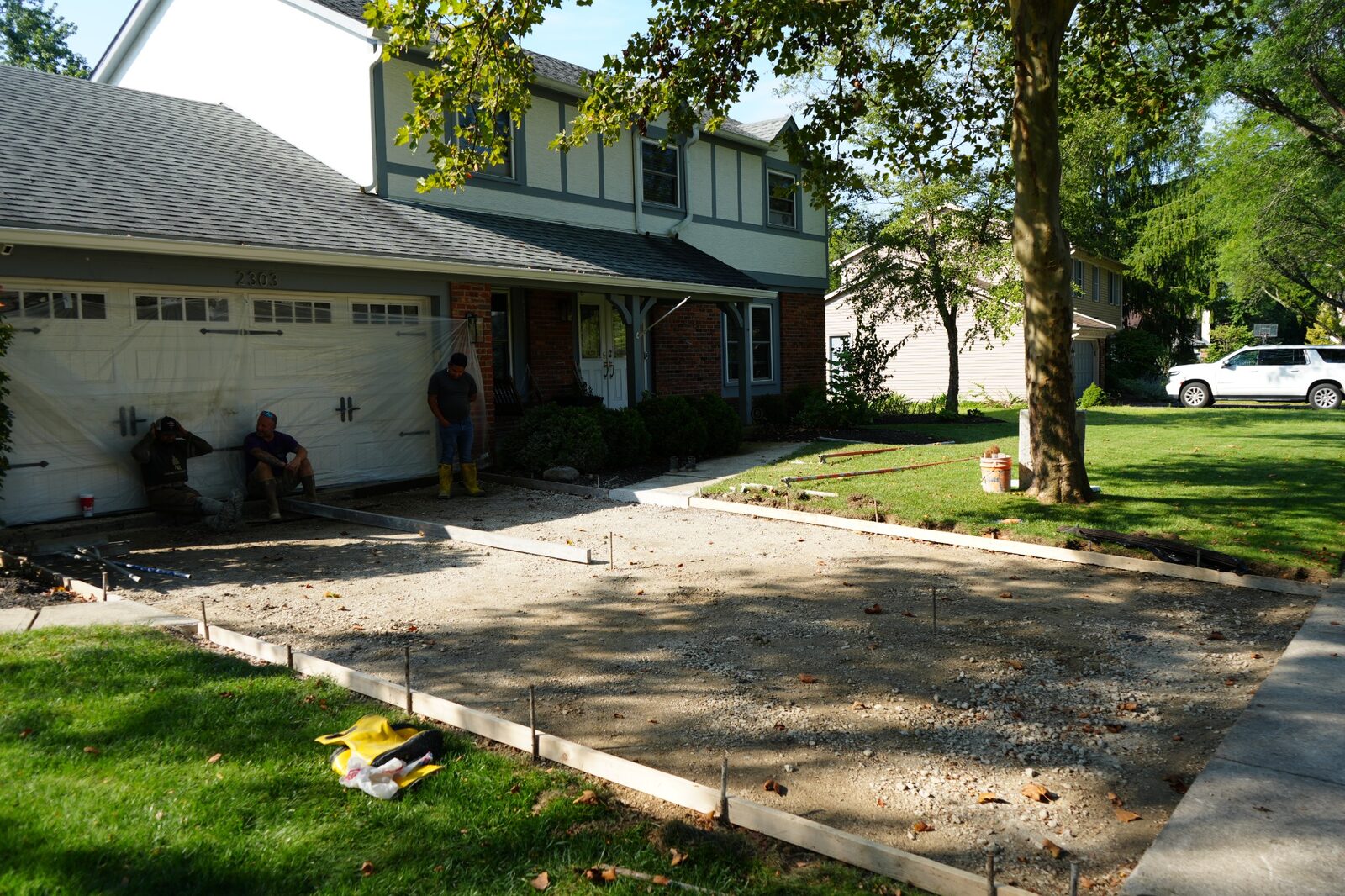 Driveway base prepared for concrete